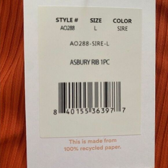 Andie The Asbury Ribed One Piece Swimsuit High neck Adjustable straps Size L NWT - Picture 6 of 9